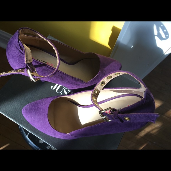 JUSTFAB Dahlia Purple Suede Heels - Picture 3 of 5
